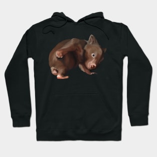 Baby Wombat illustration, joey wombat art, realistic australian wombat artwork. Australian theme decor Hoodie